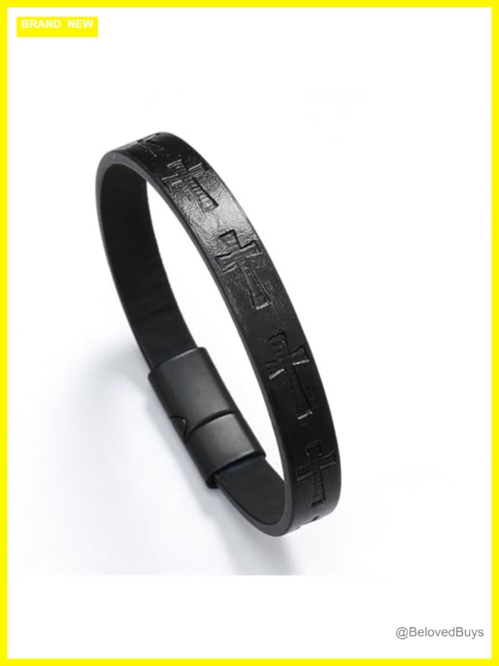 Cross Unique Clasp Woven Bracelet Faux Leather Band Unisex